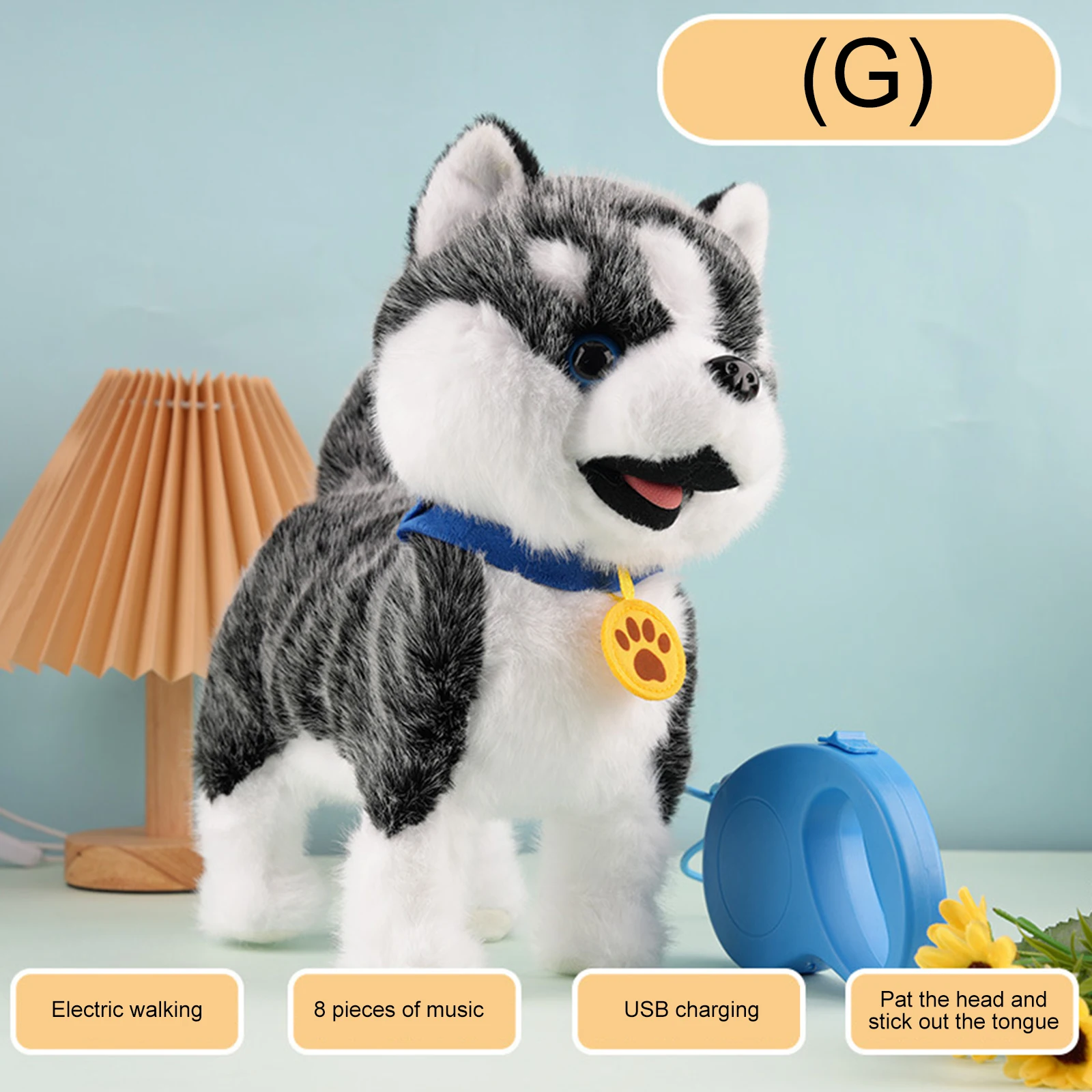 Elektronisches interaktives Plüschtier mit Fernbedienung und Leine, realistisches Roboter-Welpenspielzeug für Kinder ab 4 Jahren