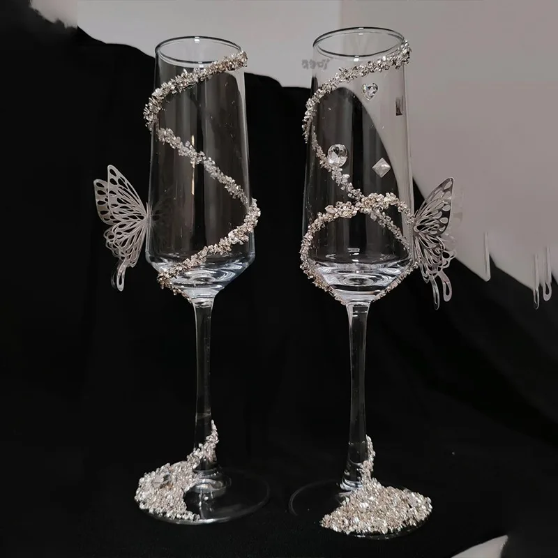 Toast glasses Wedding pair Toast glasses Goblet champagne glasses Handmade material packs Wedding engagement gifts