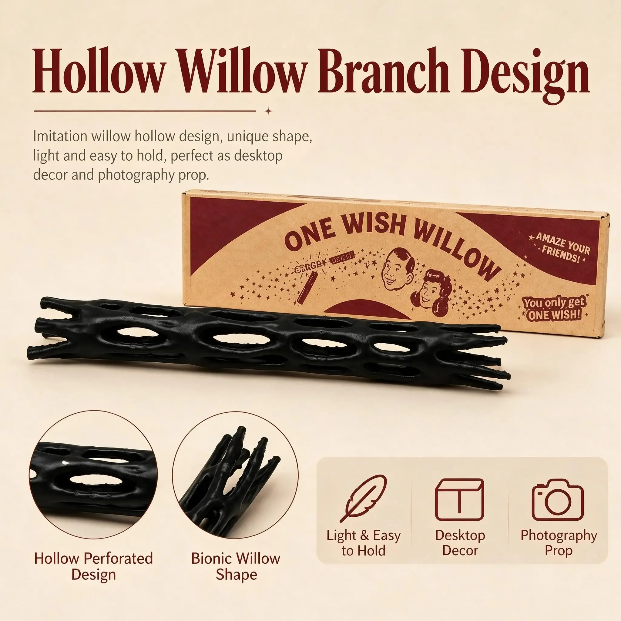 One Wish Willow Wish-3D Printed Wish, Fun Party Novelty Gift Ancient Legend Replica for All Ages, 1PC Christmas Party