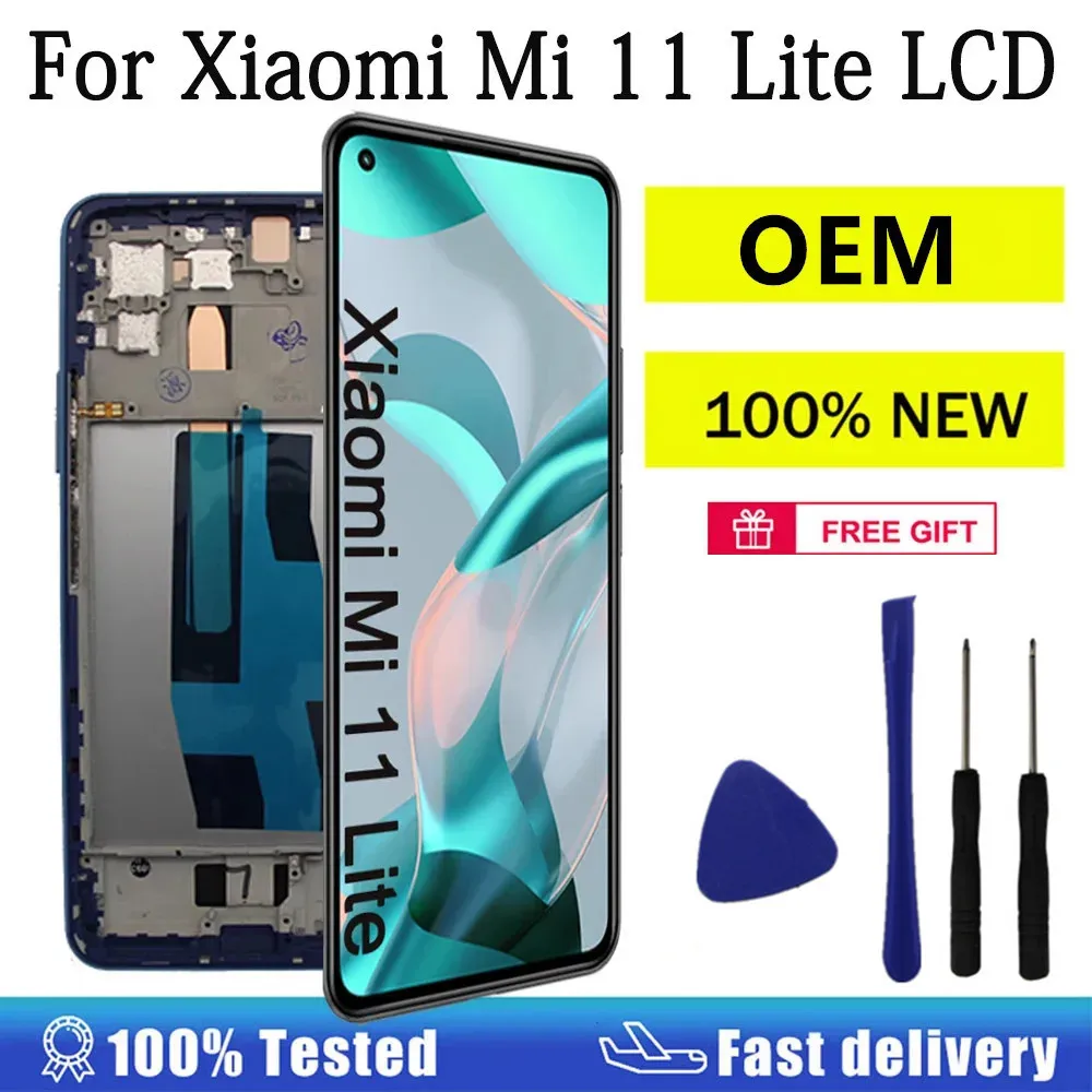 OEM Display For Xiaomi Mi 11 Lite LCD Touch Screen Digitizer Assembly AMOLED LCD For Mi 11 Lite 5G Display M2101K9AG Screen