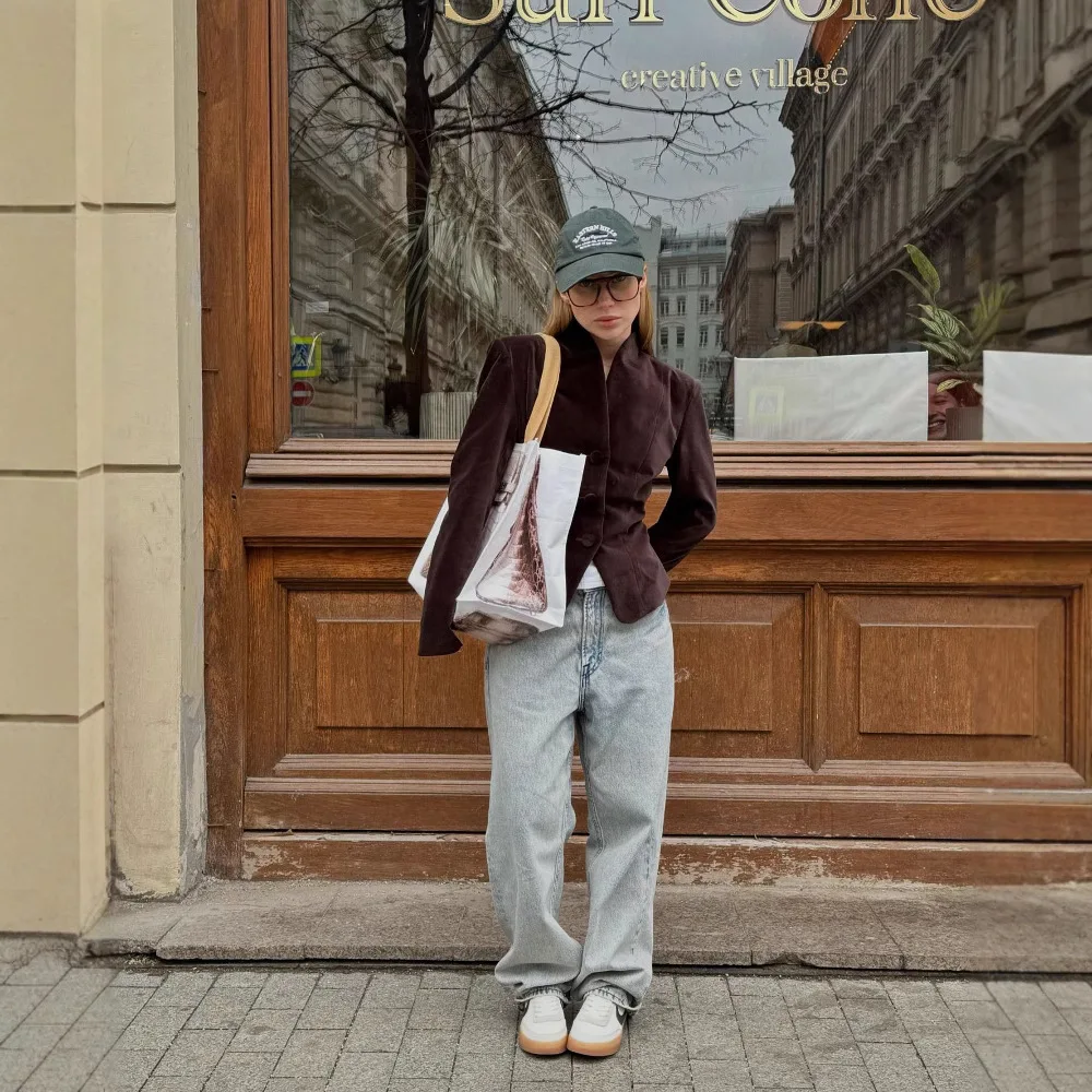 2025 New Autumn Women Slim Jacket Vintage Turn-down Collar Full Sleeve Pockets Female Coat Solid Sing-breasted Office Outwear