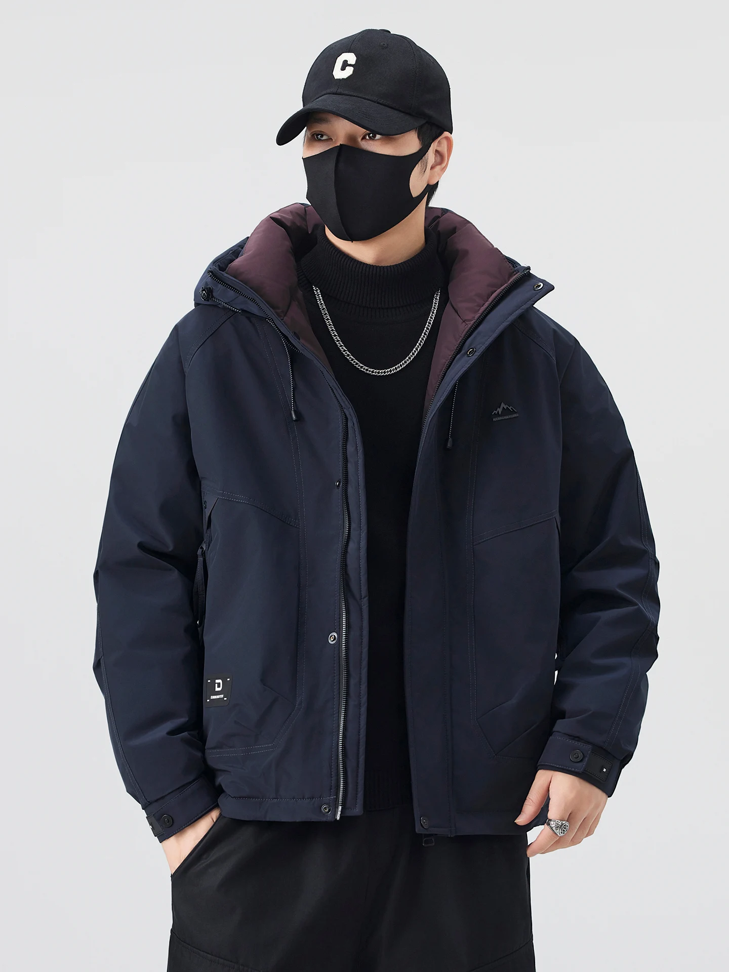 

Утепленная рабочая куртка-пуховик для мужчин: зимнее теплое пальто с защитой от холода, белое, с капюшоном, повседневное, на молнии, с длинными рукавами