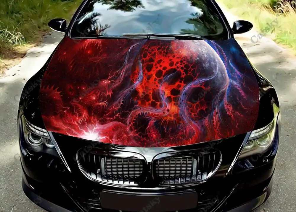 Abstract Painting Car Hood Vinyl Sticker Wrap Film Engine Cover Decal Universal Size Auto Accessories Protect Decoration Film