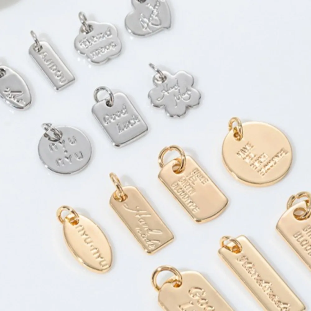 

1Pcs Copper Charms 14K Gold Color Plum Blossom Love Pendant Accessories Rectangle Round Brand Oval DIY Bracelet Necklace