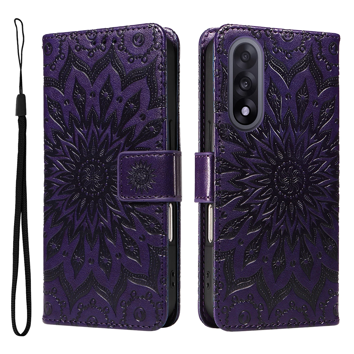 

For OnePlus Nord 5 5G / OnePlus Ace 5 Ultra 5G Leather Wallet Case Sunflower Imprinted Phone Cover - Purple