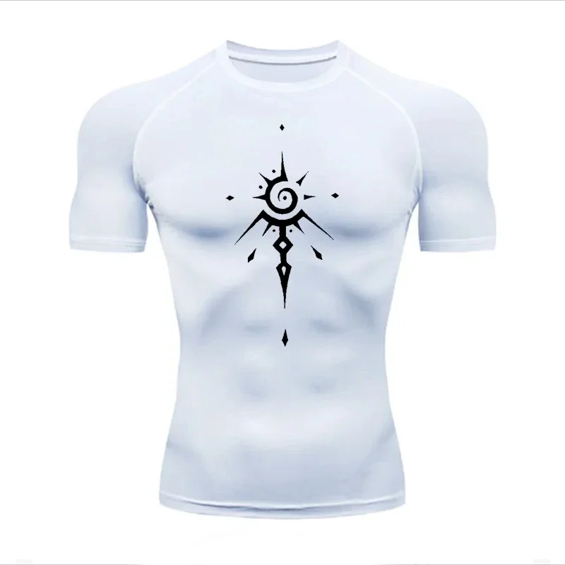 Fashionable And Minimalist Men's Running ,Tight Fitting Sportswear,Short Sleeved Sports,Fitness, Casual Comfort Printed Pattern