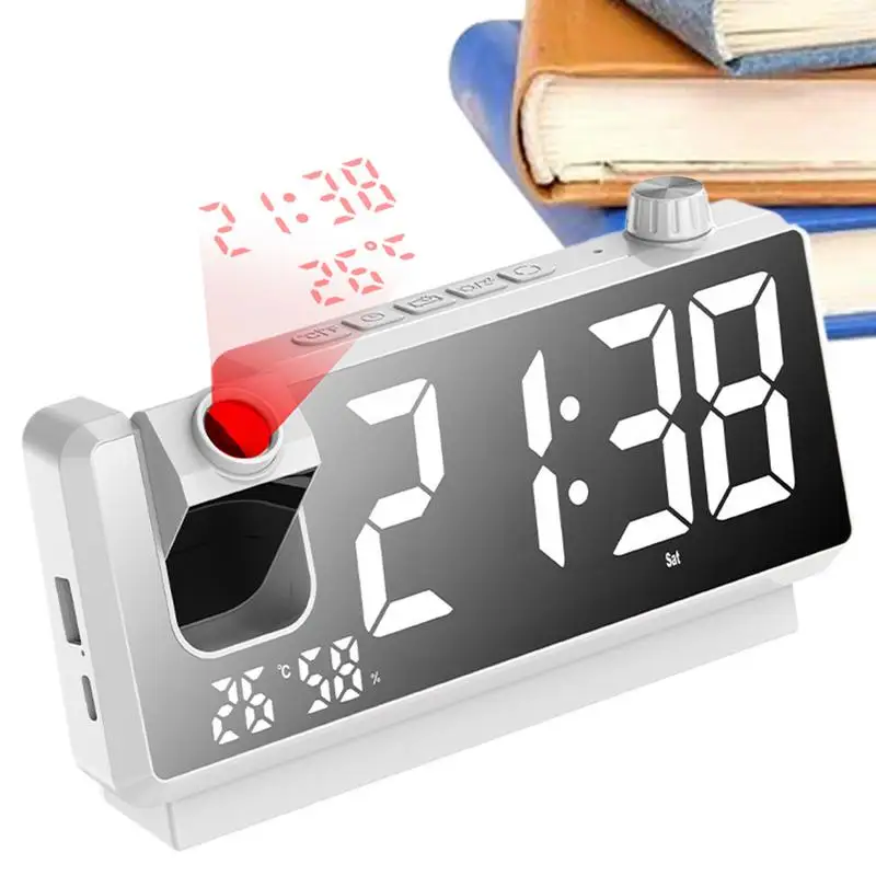 New Projection Alarm Clock HD LED Display Wireless Ceiling Clock 180 Degree Rotatable Digital Clock Projector Modern Desk Decor