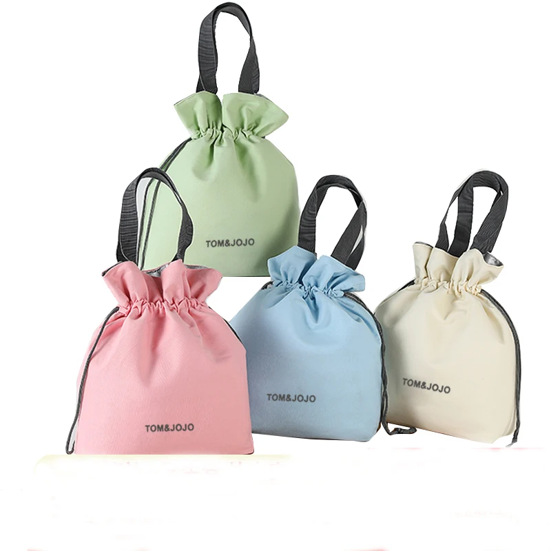 Cotton Drawstring Lunch Bag Reusable Lunch Bag Large Foldable Portable Insulated Handbag Tote bag For Work Picnic Or Travel