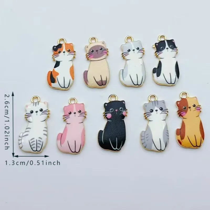 12개 만화 캐릭터 합금 드립 오일 귀여운 고양이 펜던트 DIY 액세서리 고양이 목걸이 팔찌 열쇠고리 펜던트