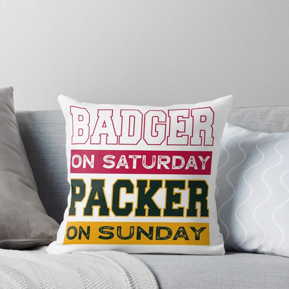 Badger On Saturday Jaguar On Sunday Tee Shirt/Badger Jag Shirt/Badger On Saturday Jaguar Sunday Tshirt Throw Pillow