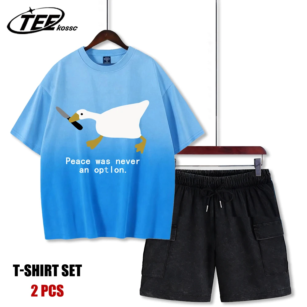 

Мужская модная хлопковая футболка с круглым вырезом и шорты в стиле ретро, повседневный комплект унисекс с эффектом тай-дай, свободный крой