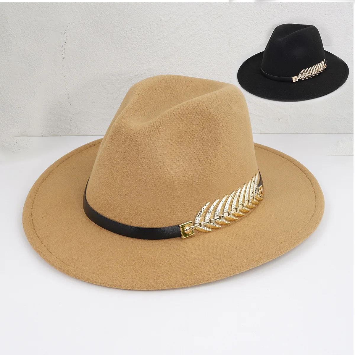 

HongLuan Black/Brown Summer Felt Wide Brimmed Panama Top Hat Woman, Warmth Preservation Hats Women & Sombrero Hombre Verano