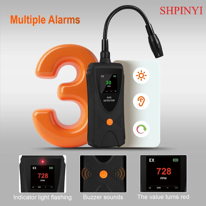 Aikesi Detector High Sensitive Portable Jly-80 Combustible Gas Analyzer With Flexible Sensor Neck Gas Leakage Detector