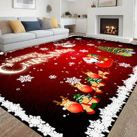 1pc Christmas Red Rug Snowman Kitchen Carpet Living Room Rug Floor Mat Red Car Christmas Tree Print Door Mat Room Home Decor