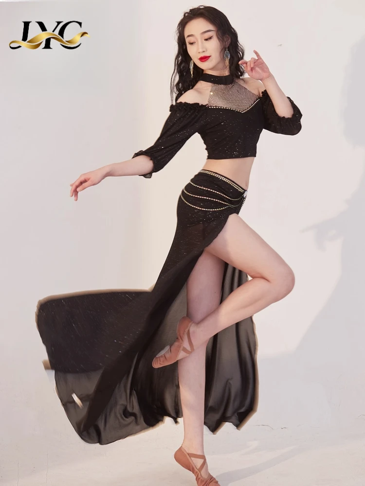 Tenue de danse du ventre nouvellement conçue, vêtements d'entraînement de danse scintillants d'été, jupe supérieure, tenue de Performance