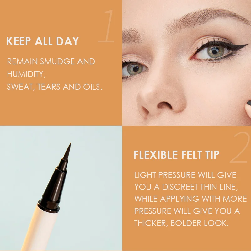 FOCALLURE Liquid Eyeliner Pencil Professional Waterpoof Eyeliner Pen Ultra-Thin Quick Dry Smooth Eye Liner Makeup Cosmetics