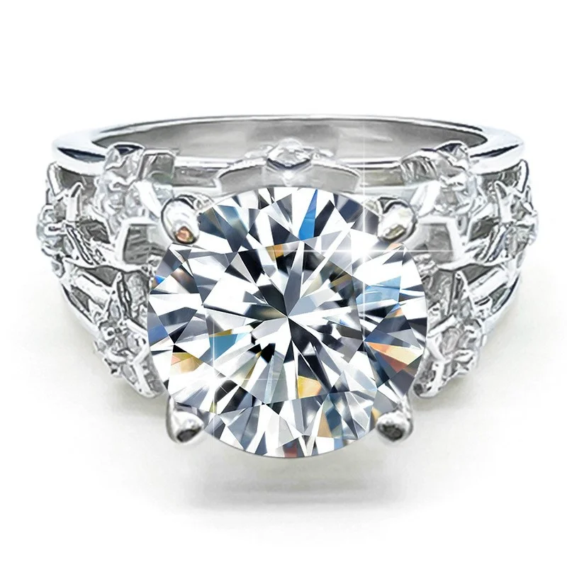 

ZFSILVER s925 Серебро Модные Роскошные Модные 5ct Муассанит Дизайн Звездная Лапа 4 Кольца Подвески Женщины Свадебная Вечеринка Ювелирные Изделия Подарок MSR1174