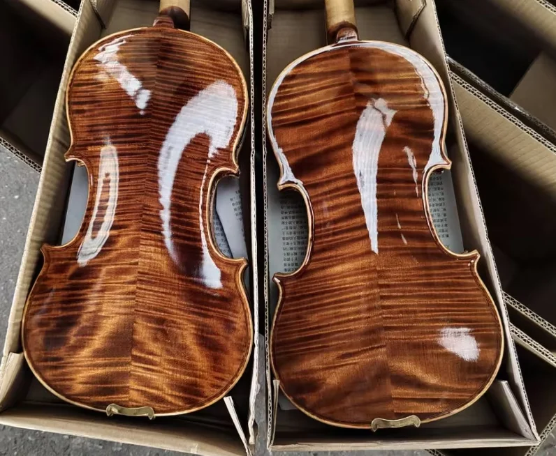TONGLING Brand Professional Violin 20 Years Old Naturally Dried Stripes Maple Hand-craft Spirit Varnish 4/4 Violin