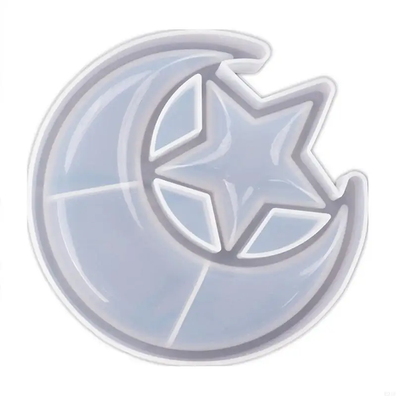 

R9JE Moon Star Tray Mold Silicone Storage Box Casting Mold Moon Star Jewelry Storage Plate Silicone Mold for DIY Craft