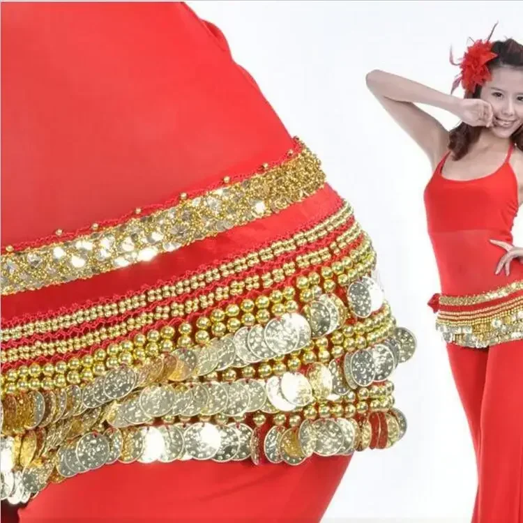 338 عملات حزام الرقص الشرقي الخصر وشاح الورك القبلية هامش سلسلة التفاف أسود أحمر أبيض أزرق وردي بدلة الرقص الإكسسوار #3