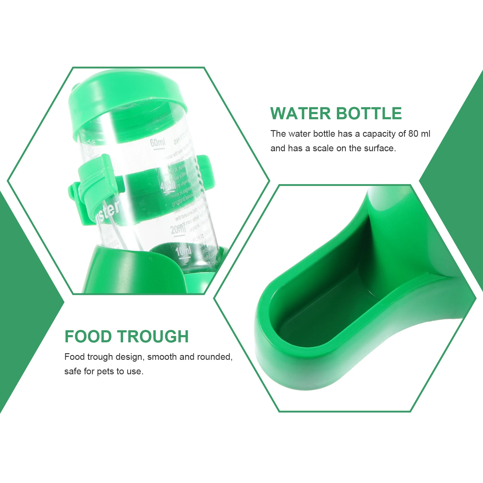 

1 set 1 Set 3-In-1 Hamster Water Feeder Food Dispenser Hideout Small Pet Supplies Plastic Guinea Pig Rat Cage Feeding Bottle