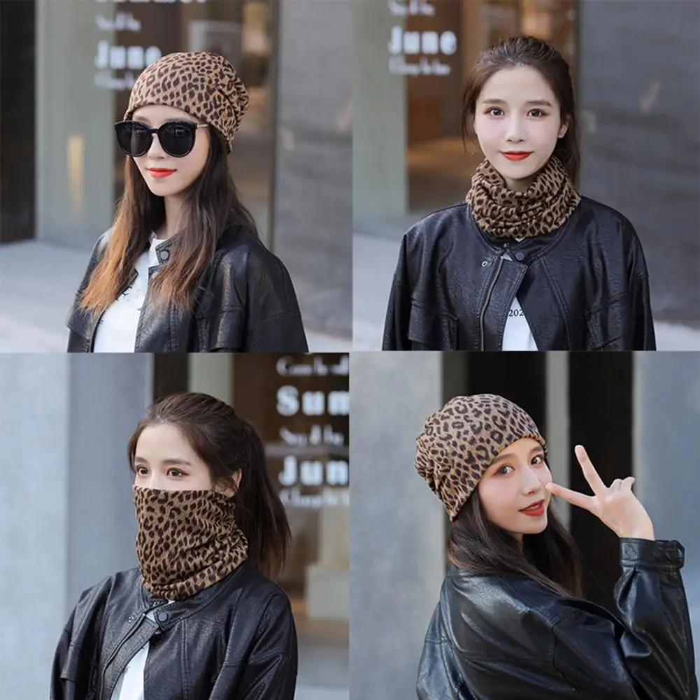 

Elastic Hat Colorful Letter Print Unisex Winter Hat Windproof Elastic Anti-slip Neck Warmer for Cycling with Ponytail Hole Hop