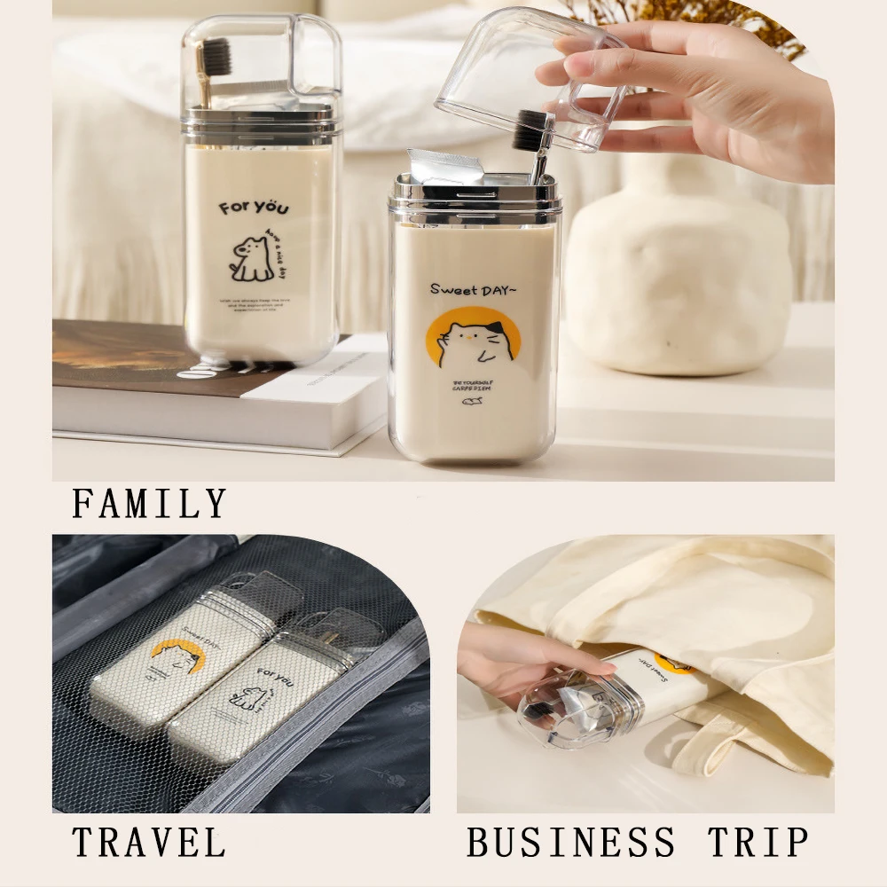 Portable 3-in-1 Bathroom Travel Cup Toothbrush And Toothpaste Case_voghion.com