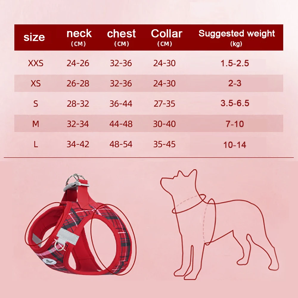 New! Plaid 3-Piece Leash Set For Cats & Dogs - Adjustable, Durable & Comfortable Pet Walking Accessories, Trendy Matching Collar_voghion.com