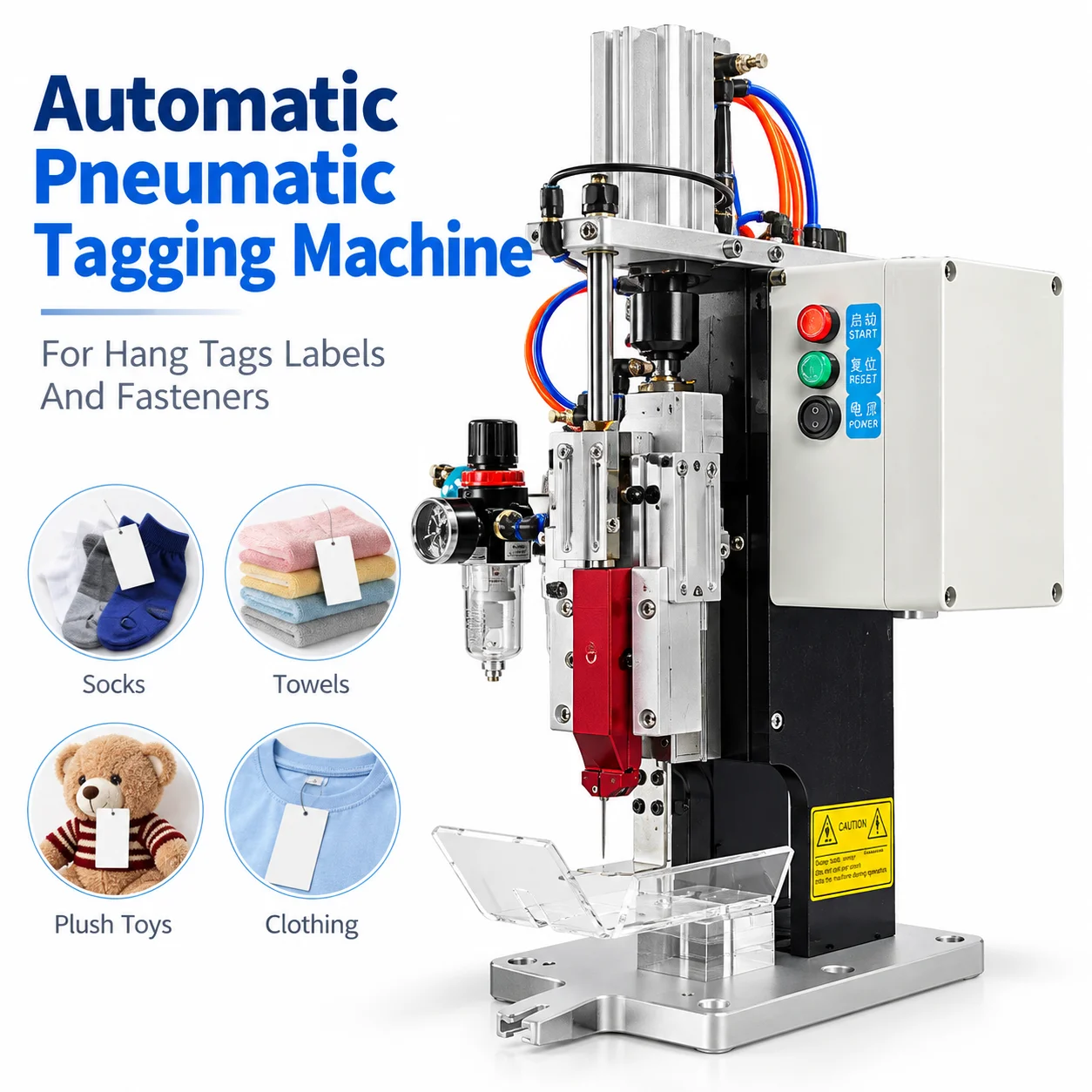 AOLIVIYA Automatic Pneumatic Tagging Machine Hang Tag Gun Label Fastener Attacher For Socks Clothing Plush Toys TM300C