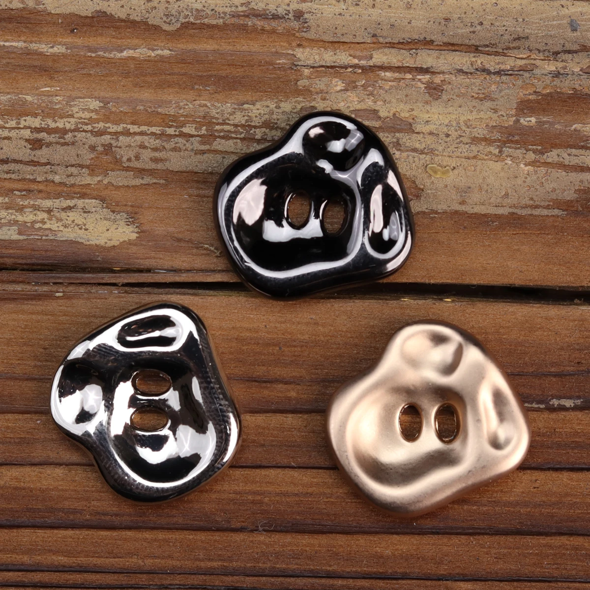 6pcs Cutie Metal Buttons For Children\'s Clothing Two Hole Rose Gold Black Silver Irregular Hats Gloves Sewing Accessories