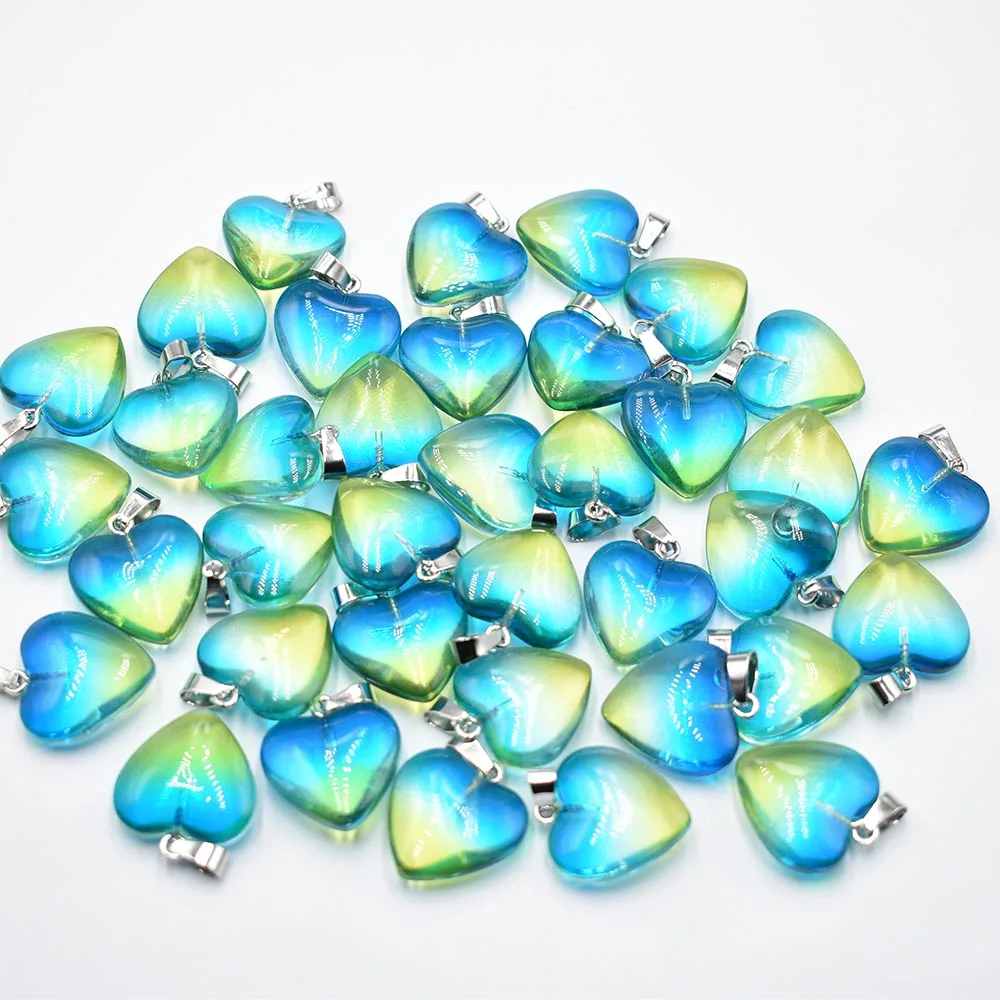 Fashion beautiful 2color glass crystal heart shape pendants 20mm for DIY jewelry making 24 50 100pcs/lot Wholesale Free shipping