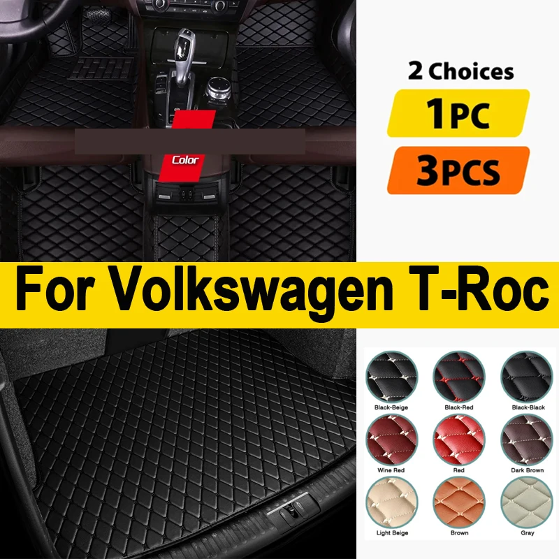 Car Floor Mats For VW Volkswagen T-Roc A11 AC7 2018 2019 2020 Waterproof Tapete Automotivo Para Carro Car Mats Car Accessories