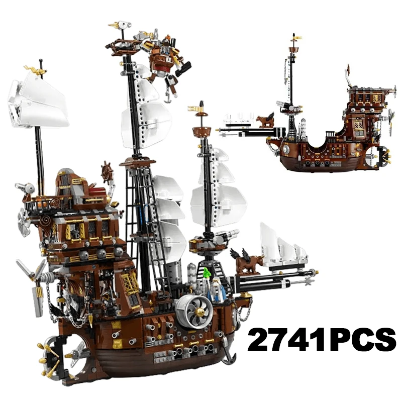 

2741PCS Technical Pirate Ship Building Block Warship Sailboat Caribbean Adventure Barracuda Bay 70810 Model Brick Toy Kid Adult