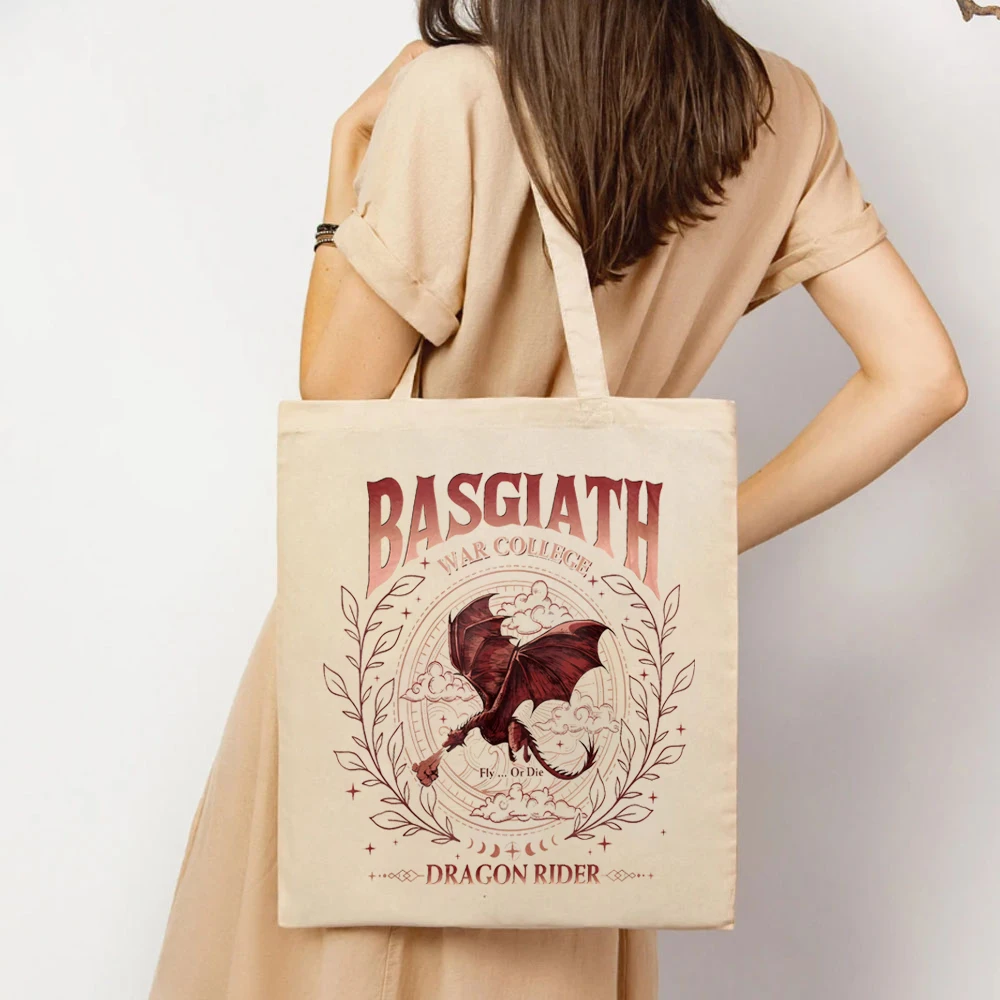 Bookish Fantasy Book quarta ala Tote Bags Riders Basgiath War College Ladies Shopping HandBags Vintage Dragon Rider Book Lovers