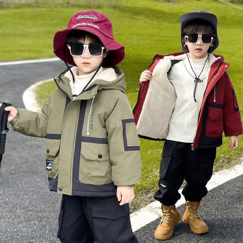 

Boys' cotton jacket 2025 new style children's autumn and winter thick top baby fashion winter hooded cotton jacket for girls