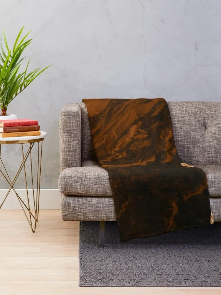 Abstract Chocolate Brown & Gold Modern Geode Agate Design Throw Blanket Heavy Beach Hairy Blankets