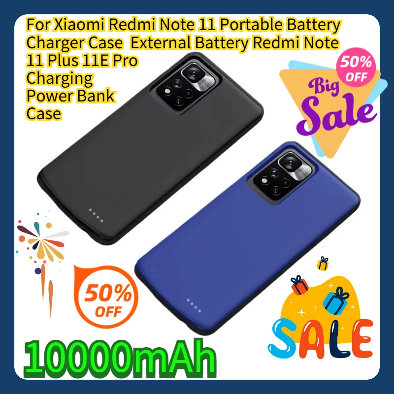 

For Xiaomi Redmi Note 11 Portable Battery Charger Case External Battery Redmi Note 11 Plus 11E Pro Charging Power Bank Case