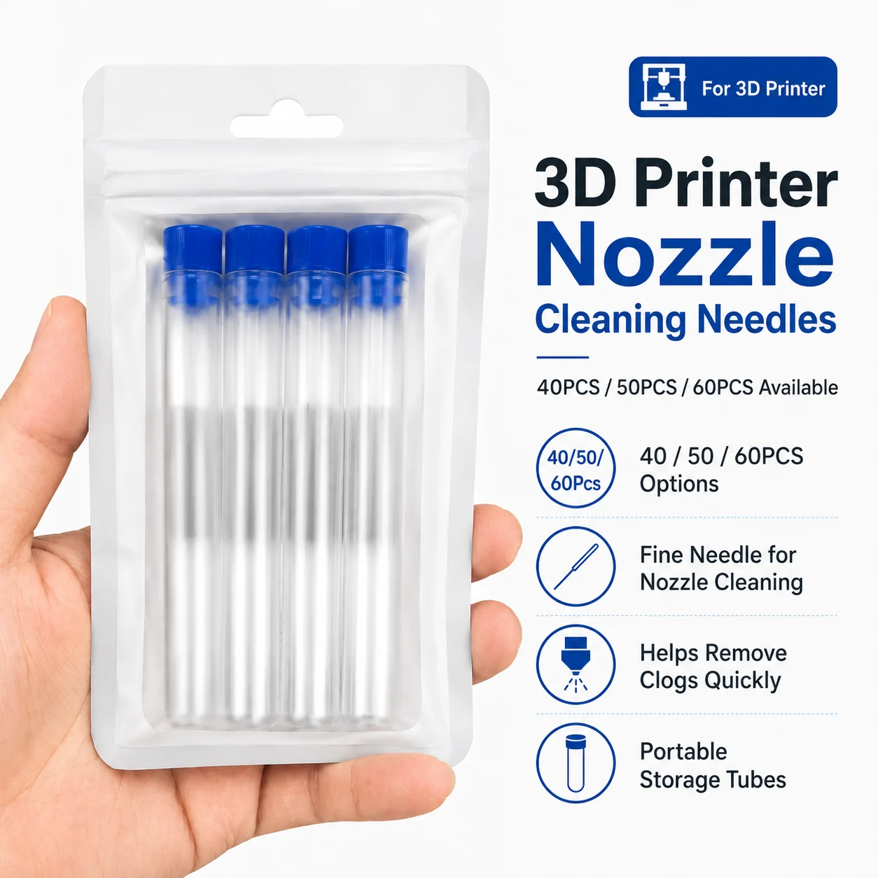 3D Printer Nozzle Cleaning Kit, Nozzle Cleaner 3D Printer Stainless Steel Cleaning Needles Set, Clog Removal Tool Kit