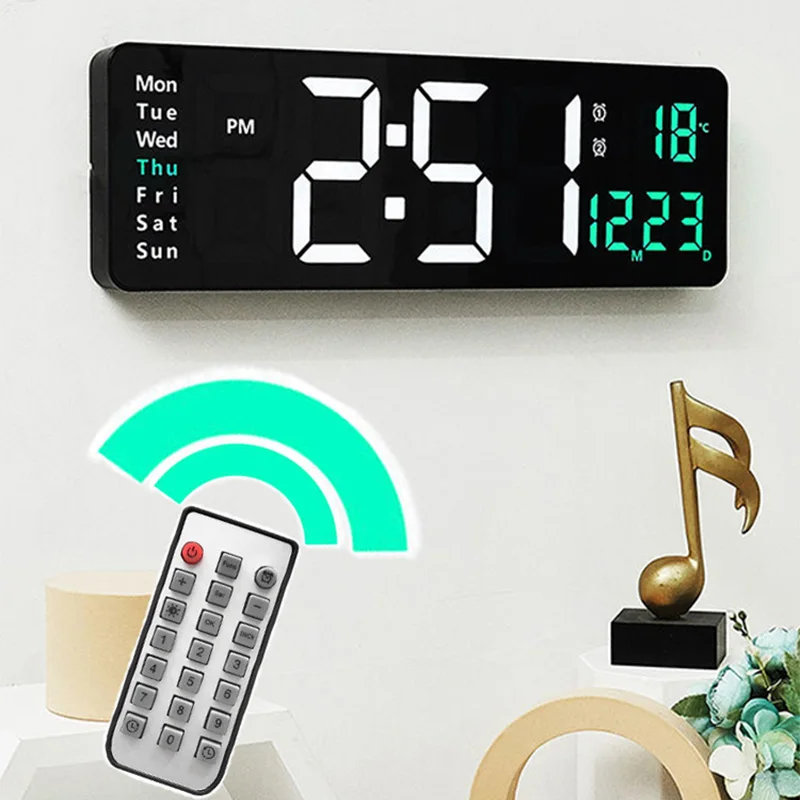 LED Digital Wall Clock Remote Control Football Living Room Decoration AlarmClocks Modern Watches Large Wall Clock Wall Decor