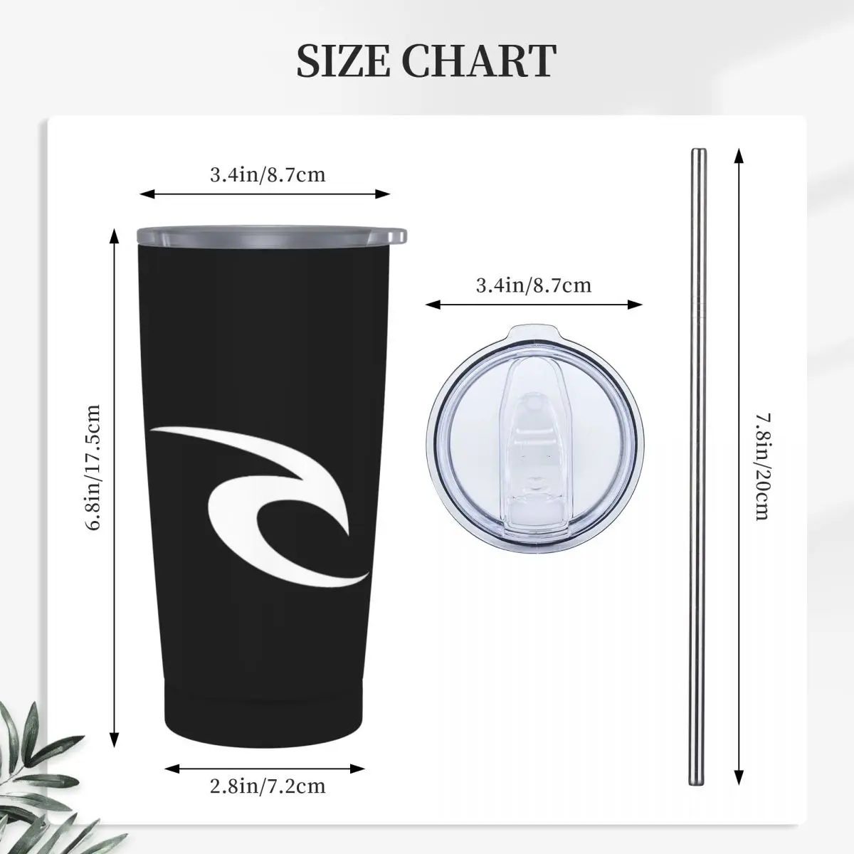 Rip Curl Logo Stainless Steel Tumbler Vacuum Insulated Mug Thermal Cold Cup Straws With Lid 20oz