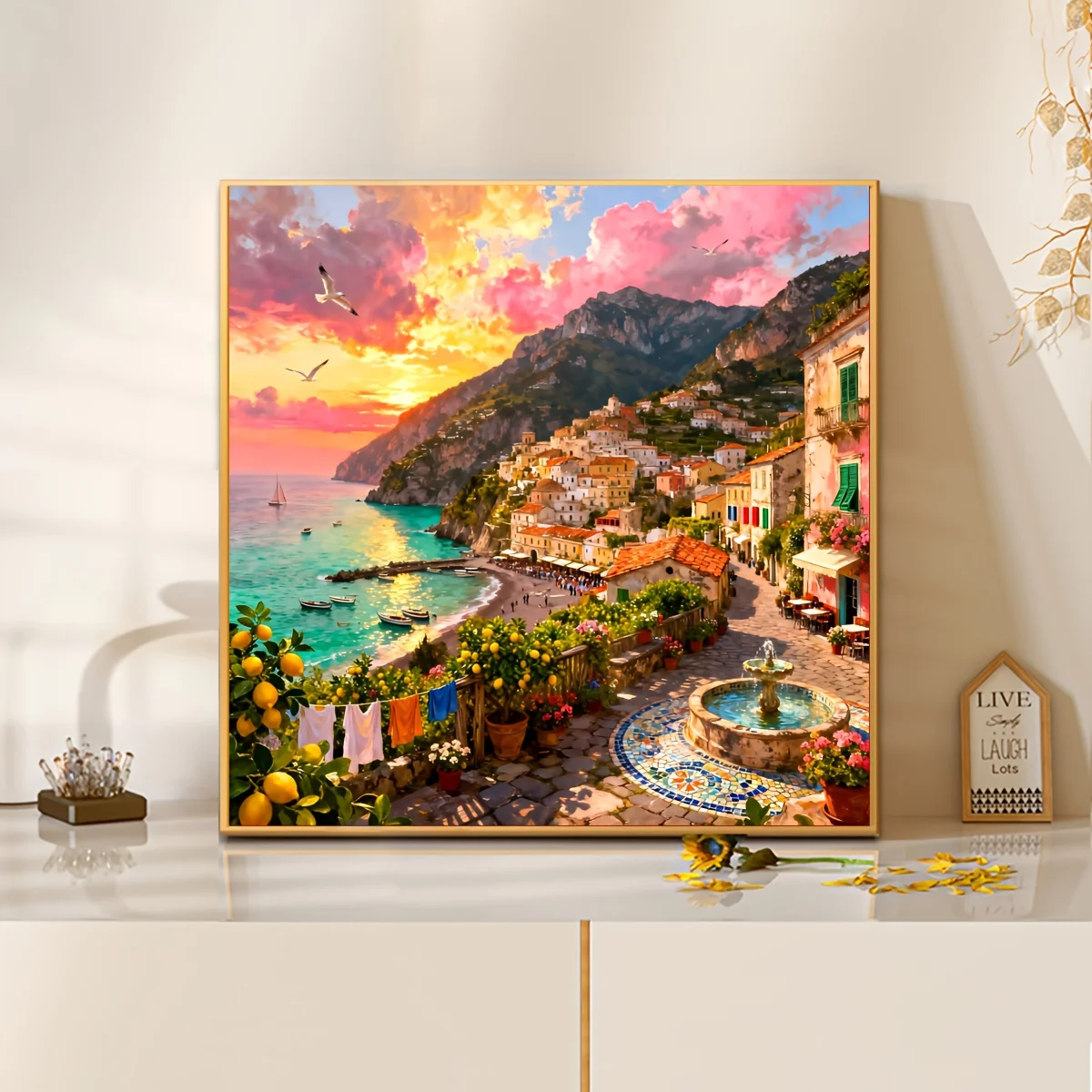 

Sunset Seaside Town Paper Jigsaw Puzzle 500/1000 Pieces DIY Assembly Decoration Gift Suitable As A Holiday Gift