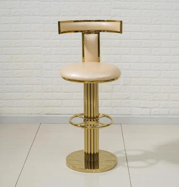 Light Luxury Restaurant Desk High Chair Bar Furniture Lift Bar Stool Backrest Metal Modern Swivel Bar Chair