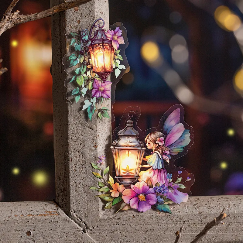 Light Theme PET Stickers Firefly Lamp Series Decorative Decal for Journaling Scrapbooking DIY Creative Collage