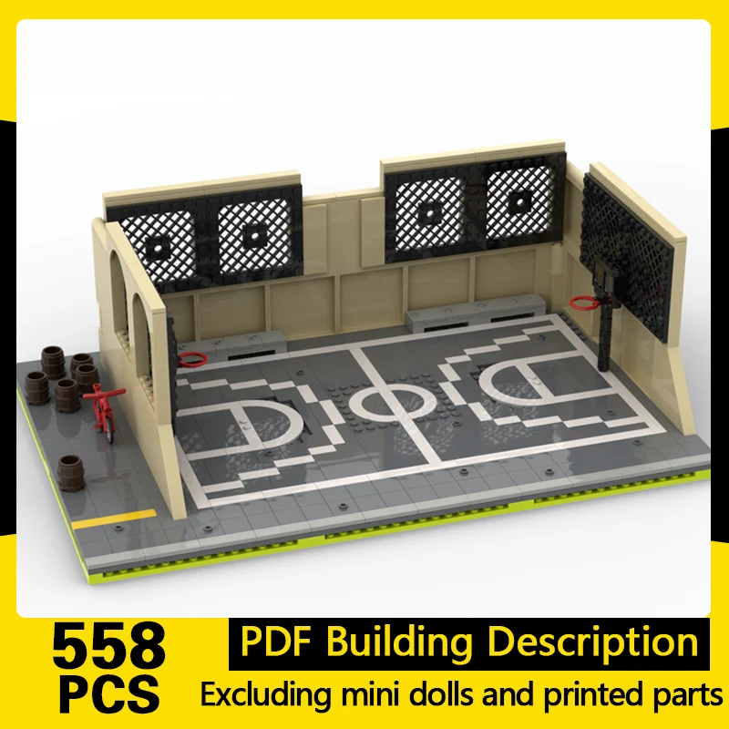 

City Street View Model MOC Building Bricks Basketball Court Modular Technology Gifts Holiday Assemble Children Toys Suit