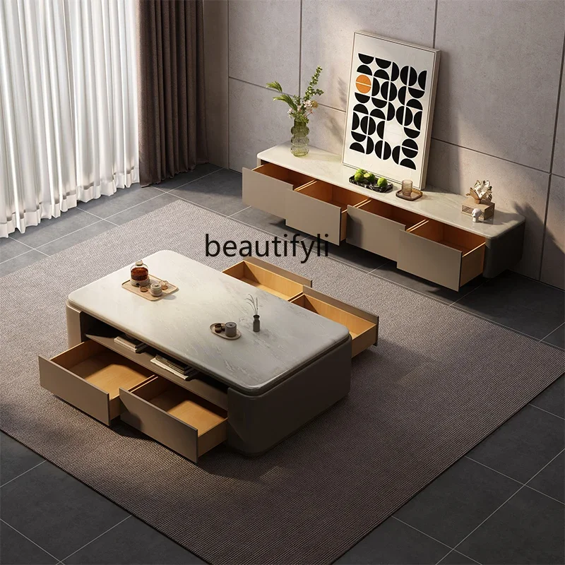 Luxury stone coffee table living room household modern light luxury marble coffee table, high-end large apartment villaA4567