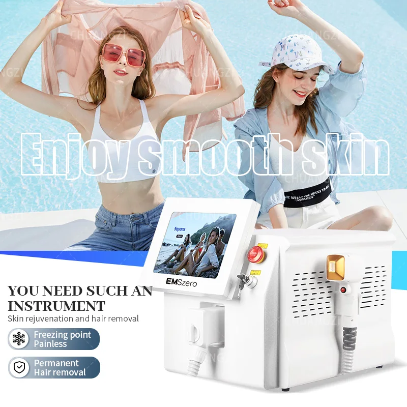 

808NM Diode Laser Hair Removal Machine 3000W 3 Wavelength 755 808 1064NM Permanent Painless Portable Factory Price