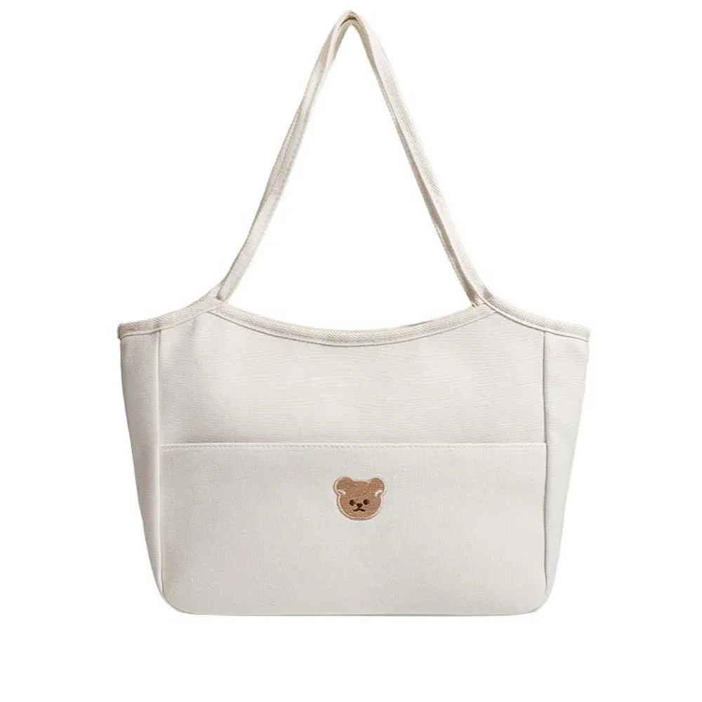 

Pouch for Make Up Kit Soft Diaper Storage Bag Thicken Multi-functional Mommy Bag Embroidery Bear Cotton Handbag Shopping