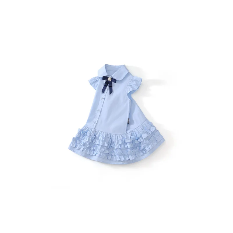 Girls' Summer Dress2025New Style Flying Sleeve Children's Vest Dress Little Girl College Style Cake Dress