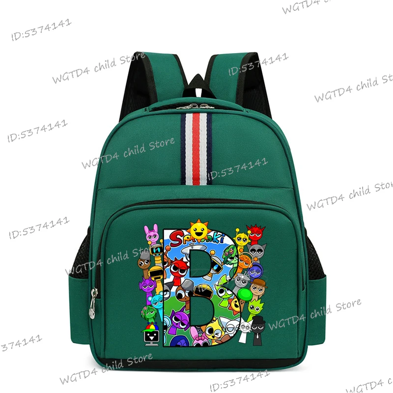 Sprunki 알파벳 A-Z 배낭 유치원 소년 소녀 Sprunki Incredibox 게임 애호가 선물 지퍼 Bookbag 방수 가방