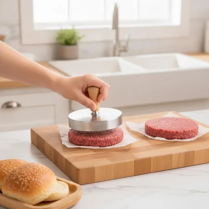 Heavy Duty Stainless Steel Patty Maker Non Stick Smashed Burger Press Mold For BBQ Grill Kitchen Cooking Accessory